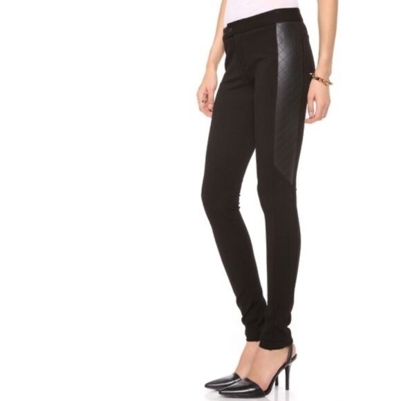 Club Monaco Lindy Faux Leather Panel  Leggings 0 - Picture 1 of 10